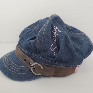 Denim Kids Hat with Brown Band